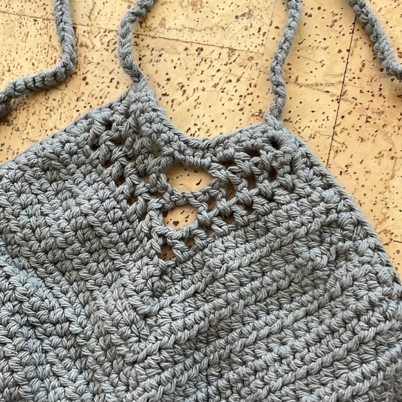 Etsy Gray Crochet Halter Crop Top - Picture 3 of 7